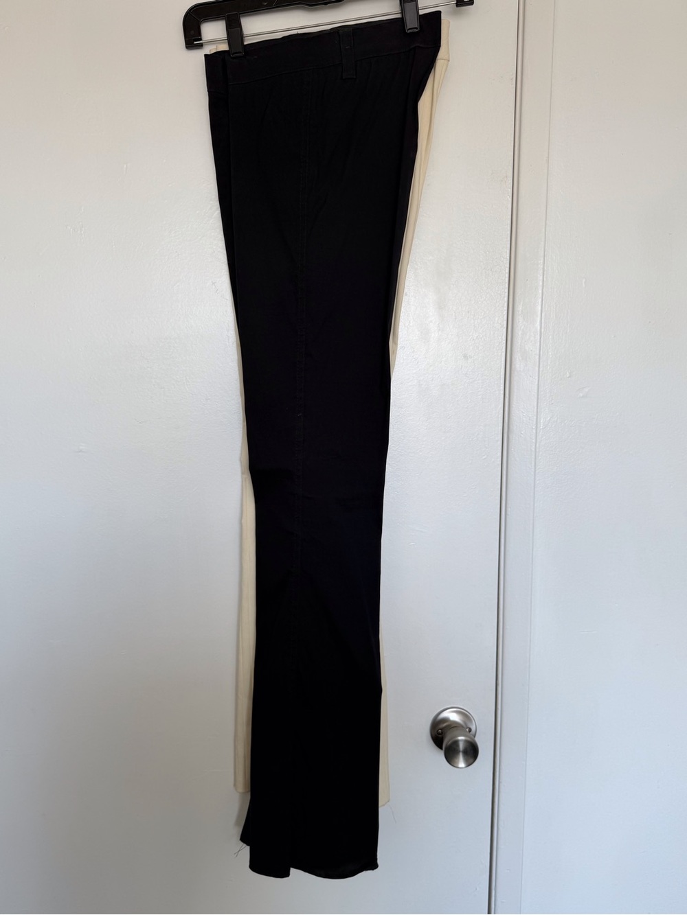 Women's Black Skinny Pants with Cream Side Panel